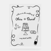 Funky grillige hand geletterd geïllustreerd teken acryl bord (Voorkant)