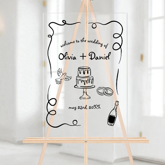 Funky grillige hand geletterd geïllustreerd teken acryl bord