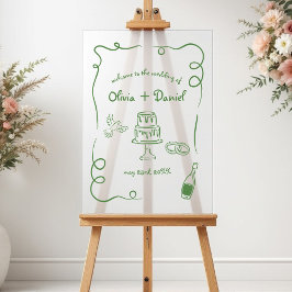 Funky grillige hand geletterd geïllustreerd teken acryl bord