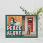 Funky Groen Roze Grappige Cute Foto Kerstmis Kaart (Staand voorkant)