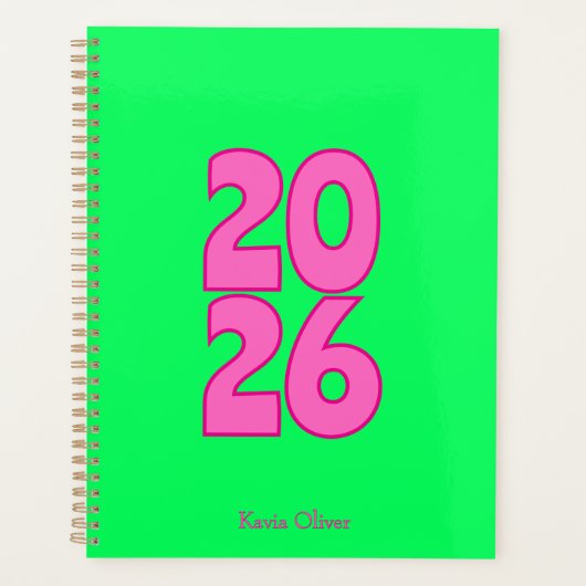 Funky Groen & Roze Jaarplanner met Opvallend Lette Planner (Voorkant)
