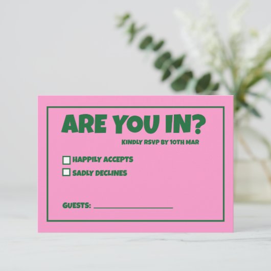 Funky Groen Roze Rood Funky RSVP (Staand voorkant)