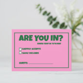 Funky Groen Roze Rood Funky RSVP Kaartje (Staand voorkant)