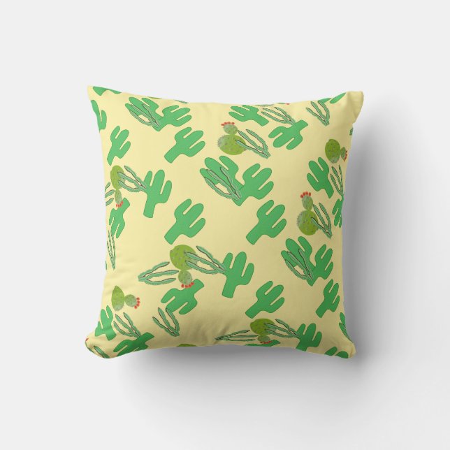 Funky groene cactuspatroon kussen hoofdkussen (Voorkant)