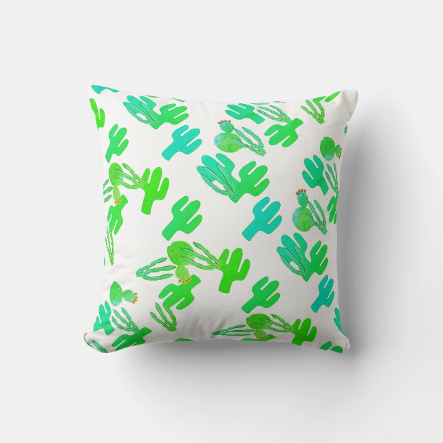 Funky groene cactuspatroon kussen kussenhoes (Voorkant)