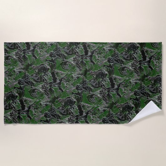 Funky Groene Camouflage Strandlaken (Voorkant)