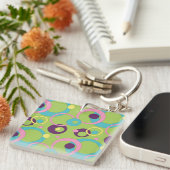 Funky Groene Cirkels Acryl Sleutelhanger (Voorkant Rechts)