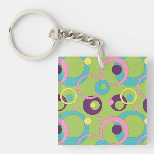 Funky Groene Cirkels Acryl Sleutelhanger (Voorkant)
