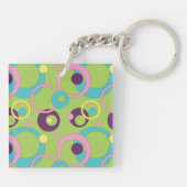 Funky Groene Cirkels Acryl Sleutelhanger (Achterkant)
