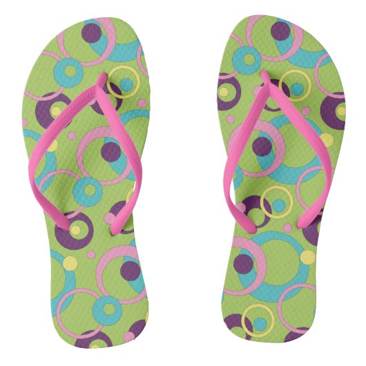 Funky Groene Cirkels Flip Flops (Voetbed)