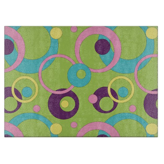 Funky groene cirkels glas snijplank (Voorkant)