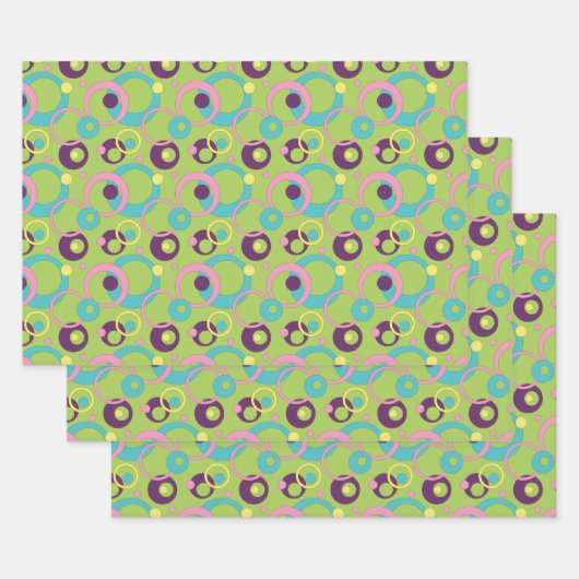 Funky Groene Cirkels Inpakpapier Set Vel (Set)