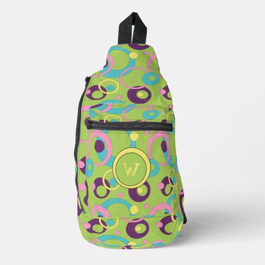 Funky Groene Cirkels Sling Bag (Voorkant)