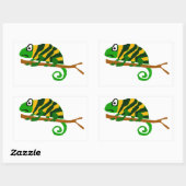 Funky Groene en Gele Kameleon Lizard Art Rechthoekige Sticker (Vel)