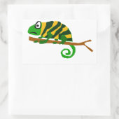Funky Groene en Gele Kameleon Lizard Art Rechthoekige Sticker (Tas)
