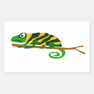 Funky Groene en Gele Kameleon Lizard Art Rechthoekige Sticker