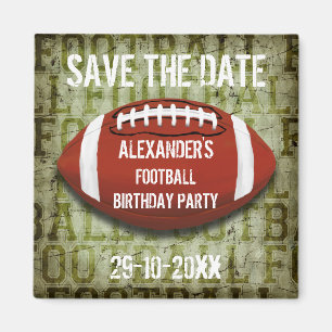 Funky Groene Grunge Voetbal Save The Date Magneet