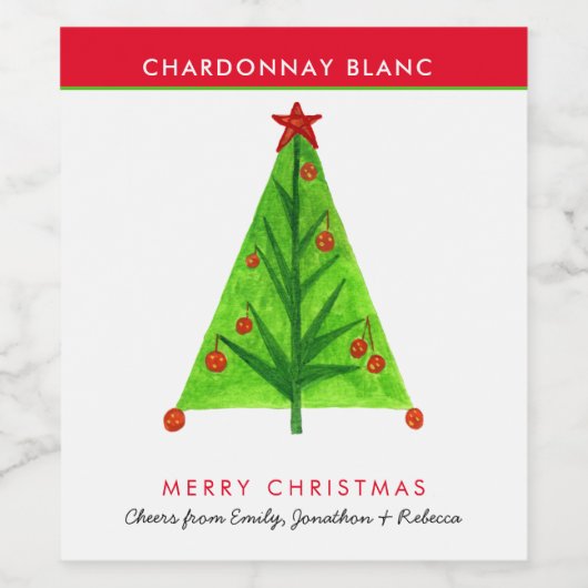 Funky Groene Kerstboom Naam Vrolijk Kerstfeest Wijn Etiket (Enkel label)