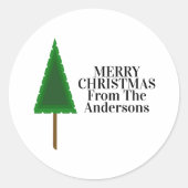 Funky groene kerstboomontwerp ronde sticker (Voorkant)