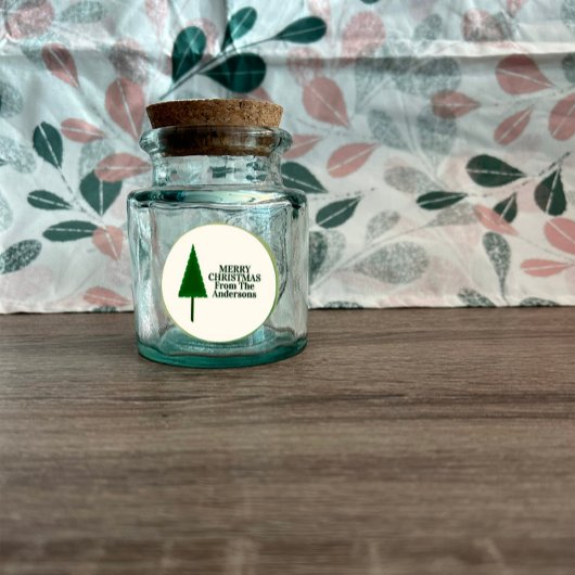 Funky groene kerstboomontwerp ronde sticker