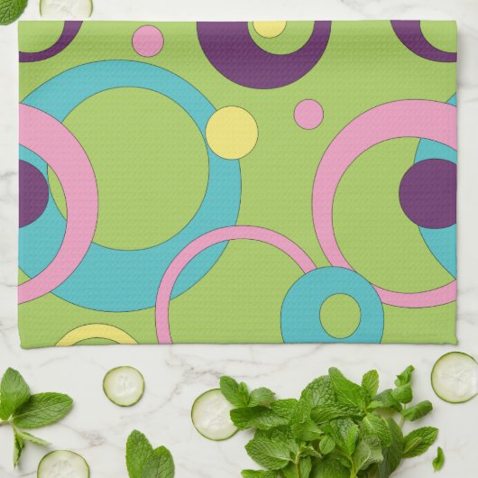 Funky groene keukenhanddoek met cirkels (Gevouwen)
