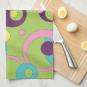 Funky groene keukenhanddoek met cirkels (Quarter Fold)