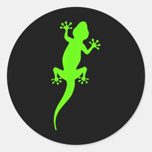 Funky Groene Klimgekko  Ronde Sticker (Voorkant)