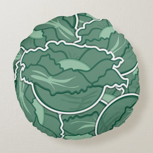 Funky groene kool rond kussen (Achterkant)