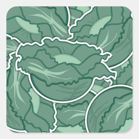 Funky groene kool vierkante sticker (Voorkant)