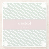 Funky Groene Patroon Familie Naam en Jaar Modern Glazen Onderzetter (Achterkant)