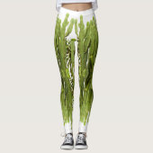 Funky groene succulente plant print legging (Voorkant)