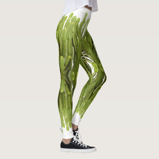 Funky groene succulente plant print legging (Rechts)