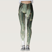 Funky groene succulente plant print legging (Voorkant)