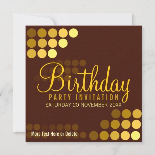 Funky Groove Gold Disco Party Birthday Invitation Kaart (Voorkant)