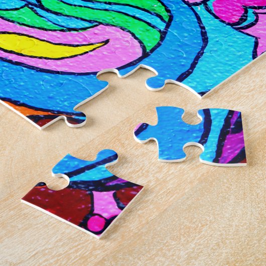 funky groovy colorful hippie puzzle legpuzzel (Zijkant)