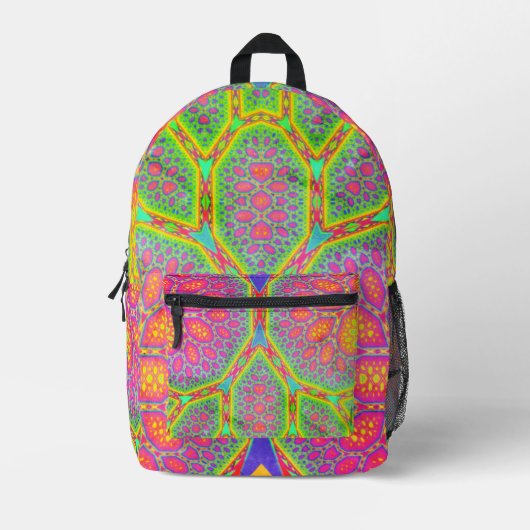 Funky Groovy geometrische wiskundige fractal tree Bedrukte Rugzak (Voorkant)