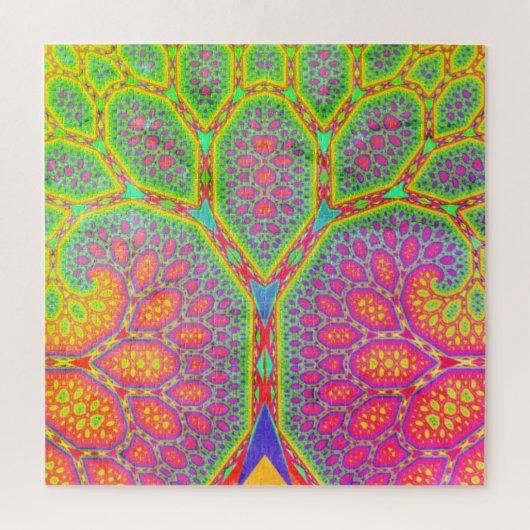 Funky Groovy geometrische wiskundige fractal tree Legpuzzel (Verticaal)