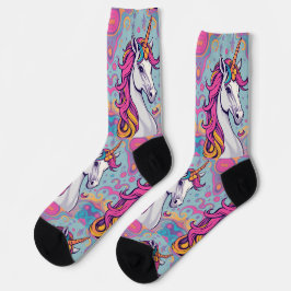 Funky groovy girlie roze-baby blauw Eenhoorn Sokken