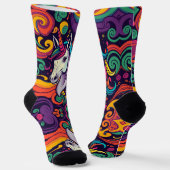 Funky groovy kleurrijke Eenhoorn jeugdige unisex Sokken (Gebogen)