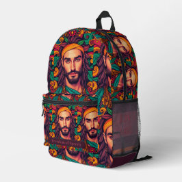 Funky groovy kleurrijke knappe Mannelijke illustra Bedrukte Rugzak