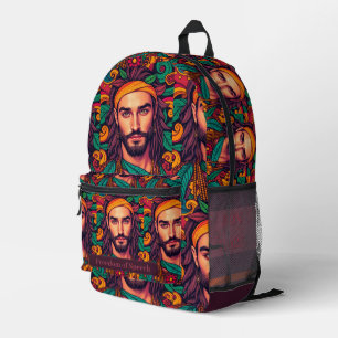 Funky groovy kleurrijke knappe Mannelijke illustra Bedrukte Rugzak