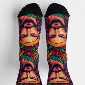 Funky groovy kleurrijke knappe Mannelijke illustra Sokken (Top)