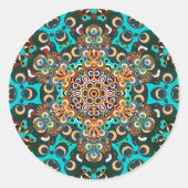 Funky Groovy Mandala Ronde Sticker (Voorkant)