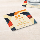 Funky Groovy Retro 50ste bruiloft Jubileum Kartonnen Onderzetters (Schuin)