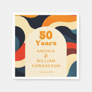 Funky Groovy Retro 50ste huwelijksjubileum Servet