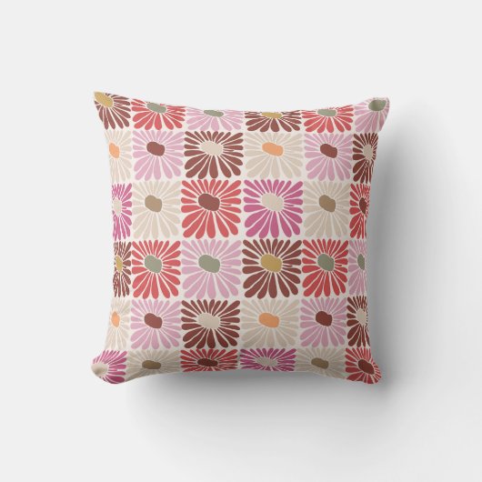 Funky Groovy Retro Bloemen Patroon Kussen (Voorkant)