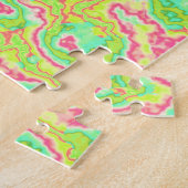 Funky Groovy Retro Bold Neon Hippie Trippy Marble Legpuzzel (Zijkant)