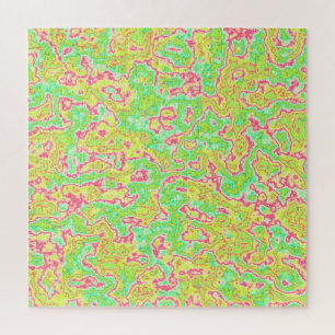 Funky Groovy Retro Bold Neon Hippie Trippy Marble Legpuzzel