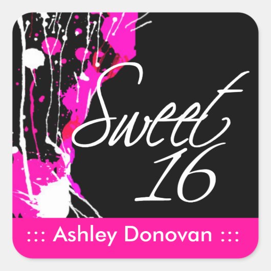 Funky Grunge Sweet 16 Party Sticker (Voorkant)