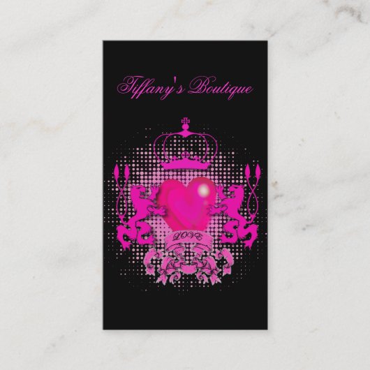Funky Grunge Tattoo Hart hot pink crown Visitekaartje (Voorkant)